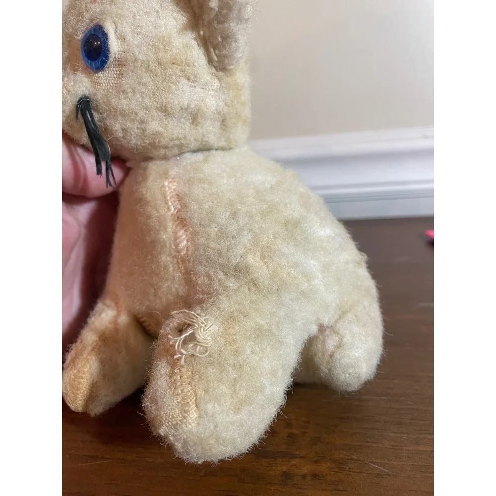 Vintage Knickerbocker Animals of Distinction Wind Up Plush Cat Blue Eyes Cream